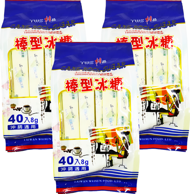 TWS 維生 棒形冰糖 40支, 320g, 3包