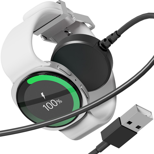 누아트 갤럭시워치 전기종 호환 USB타입 무선 충전기 케이블, 블랙, 1개