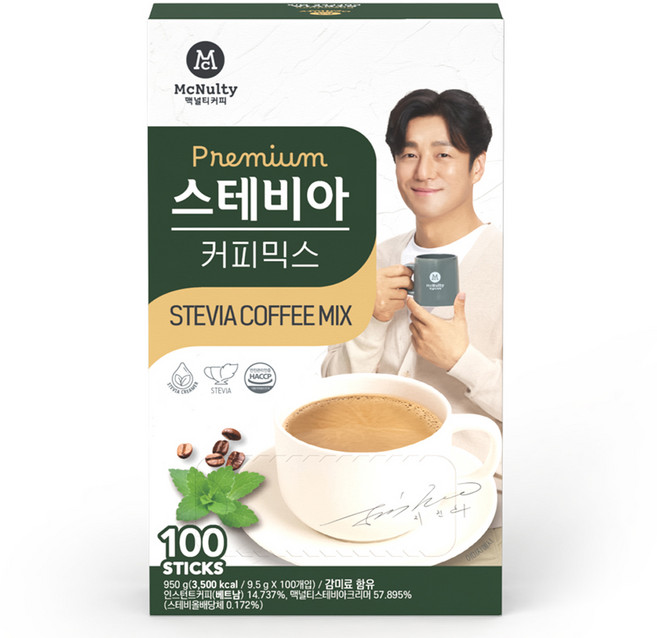 맥널티커피 스테비아 커피믹스, 9.5g, 100개입, 1개