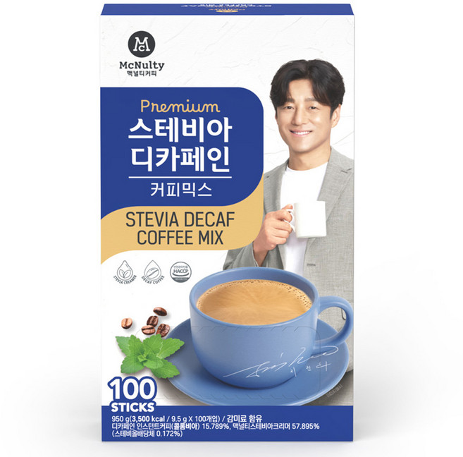 맥널티커피 스테비아 디카페인 커피믹스, 9.5g, 100개입, 1개
