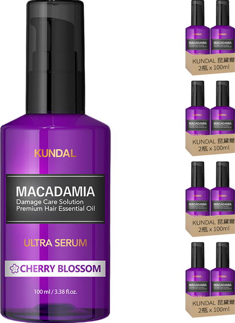 KUNDAL 昆黛爾 澳洲堅果潤髮護髮精華 Cherry Blossom, 100ml, 8瓶
