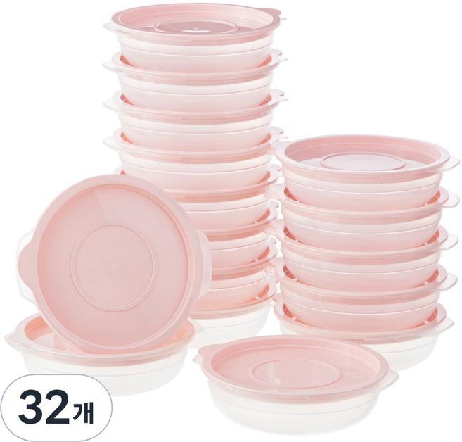 코멧 키친 전자레인지용 보관용기 핑크 400ml, 32개, 단품