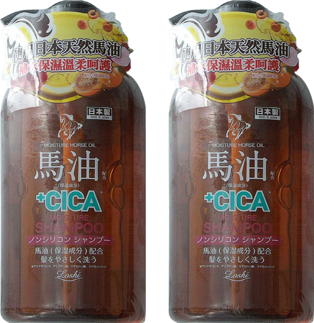 Loshi 樂絲 馬油 + CICA洗髮精 600ml 日本製造, 2瓶