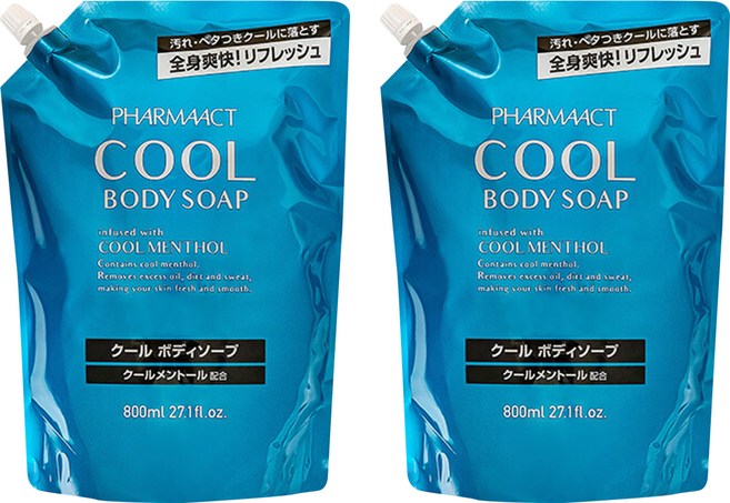 KUMANO 熊野油脂 清涼沐浴乳 補充包, 800ml, 2包