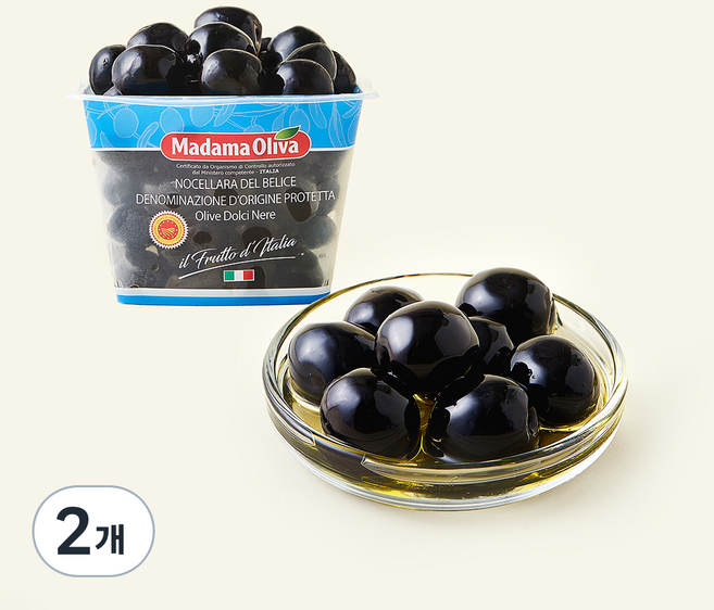 마다마올리바 노첼라라 델 벨리체 블랙올리브, 250g, 2개