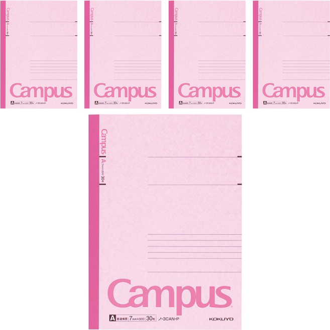 KOKUYO 國譽 Campus 橫線筆記本 B5 淺粉配色 森林認証上質紙, 粉色, 5本
