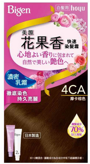 Bigen 美源 花果香快速染髮霜, 4CA摩卡棕色, 1盒
