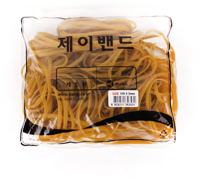 하나제이 10000 고무 제이밴드 120 x 5 mm, 노란색, 1개