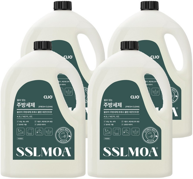 크리오 쓸모아 주방세제 레몬민트향, 4.2L, 4개