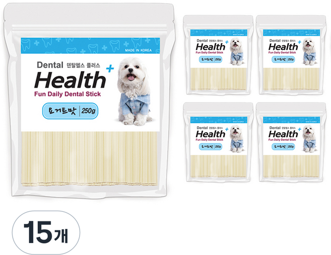 덴탈헬스 강아지 플러스 자이언트 치석제거용껌, 요거트, 250g, 15개