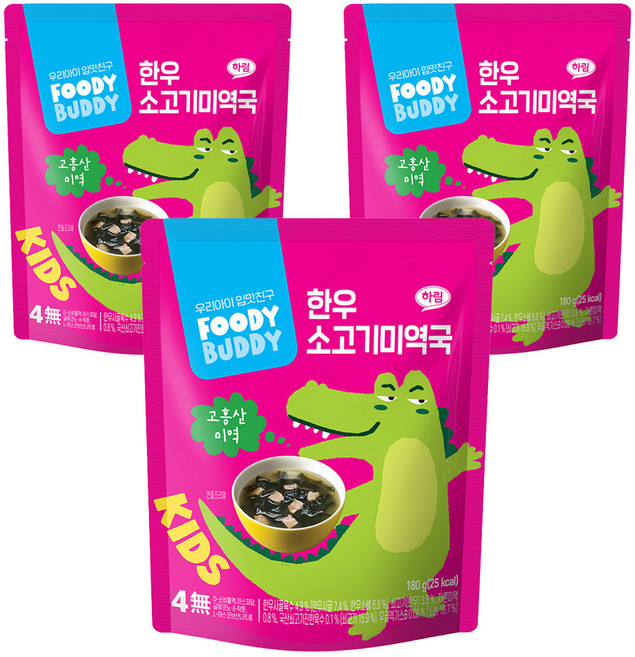 푸디버디 유아용 한우 소고기미역국, 180g, 3개