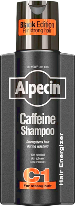 Alpecin Black C1 咖啡因洗髮露 黑色經典 強健髮根 柑橘麝香香氣, 250ml, 1瓶