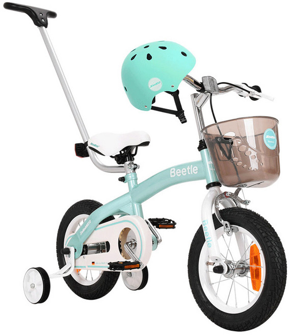 조코 비틀 12인치 유아용 보조바퀴 자전거 + 어반형 헬멧, 민트+화이트+민트(헬멧), 91cm, 1세트