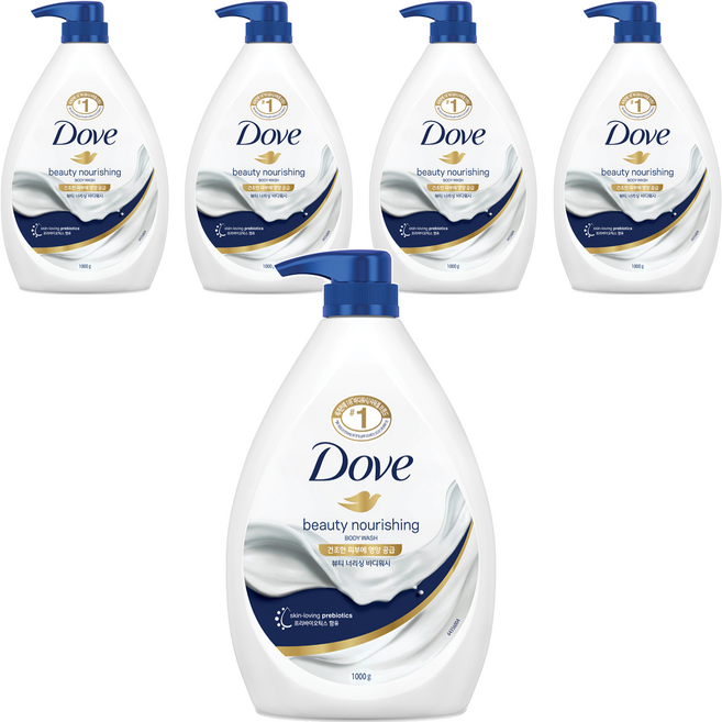 도브 뷰티 너리싱 바디워시, 1kg, 5개