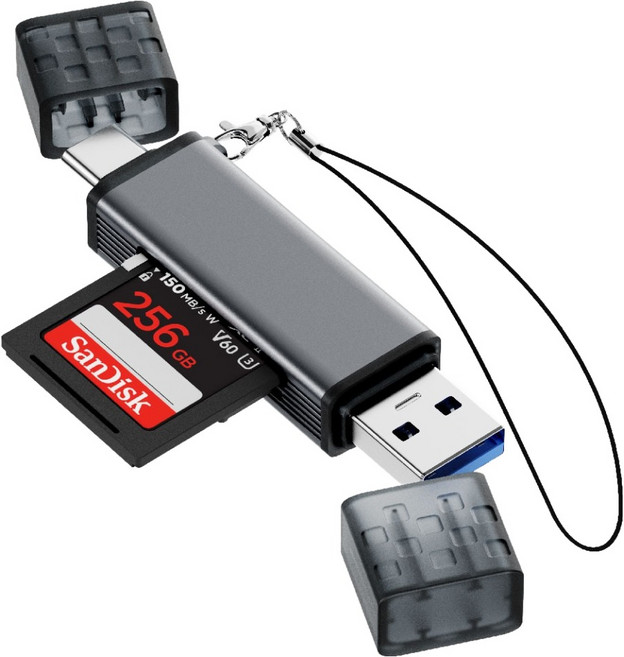 누아트 C타입 USB-A 3.0 Micro SD카드 OTG 2in1 멀티 카드리더기, 혼합색상, 1개, Card Reader