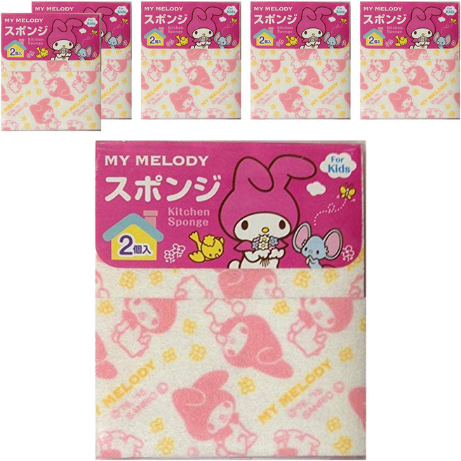 MY MELODY 美樂蒂 2P海綿菜瓜布, 2片, 6個