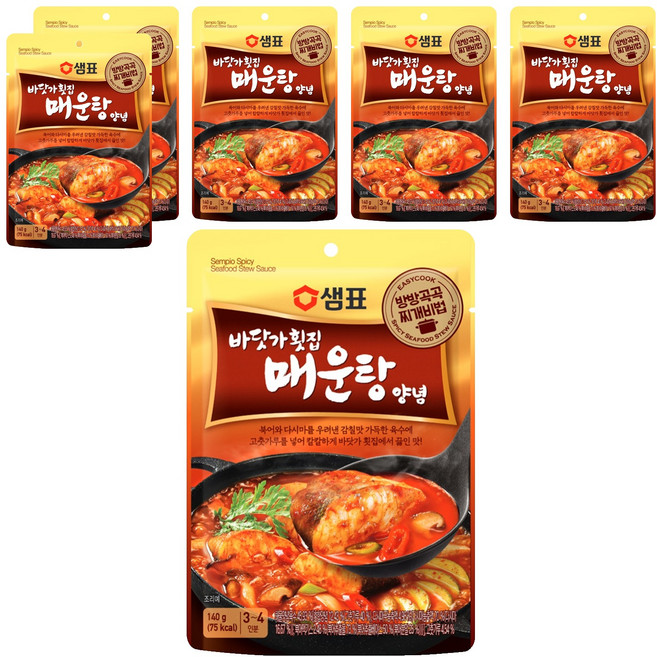 샘표 바닷가횟집 매운탕 찌개양념, 140g, 6개