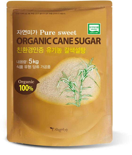 자연미가 유기농 비정제 갈색설탕, 5kg, 1개