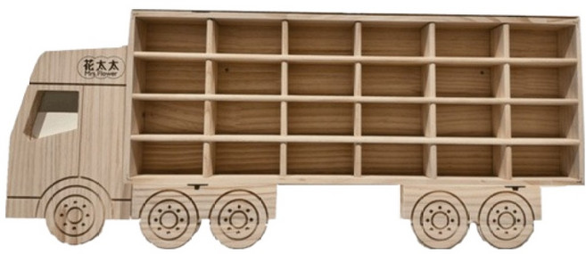 花太太 兒童玩具車收納架 24格 760 x 320 x 80mm, 原木色, 1個