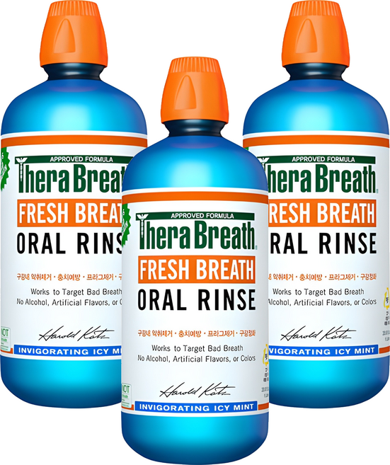 테라브레스 프레시브레스 오랄린스 인비고레이팅 아이시민트 구강청결제, 1L, 3개