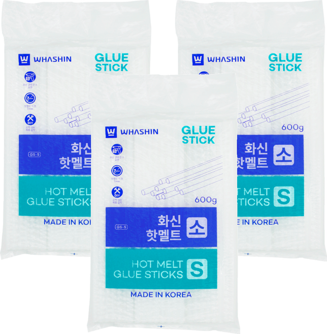 화신 핫멜트 글루 스틱 소 7mm 600g, 3개