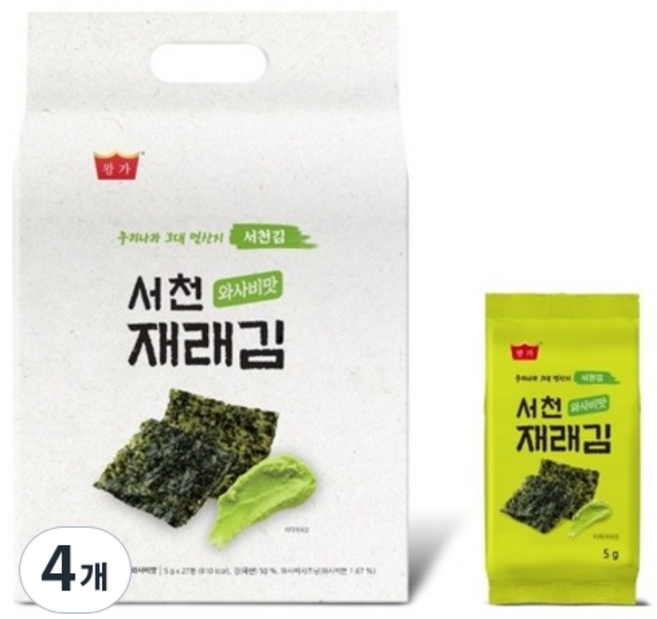 왕가김 서천 재래김 와사비맛 27p, 4개, 135g
