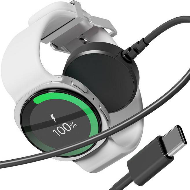 누아트 갤럭시워치 전기종 호환 C타입 무선 충전기 케이블, 블랙, 1개