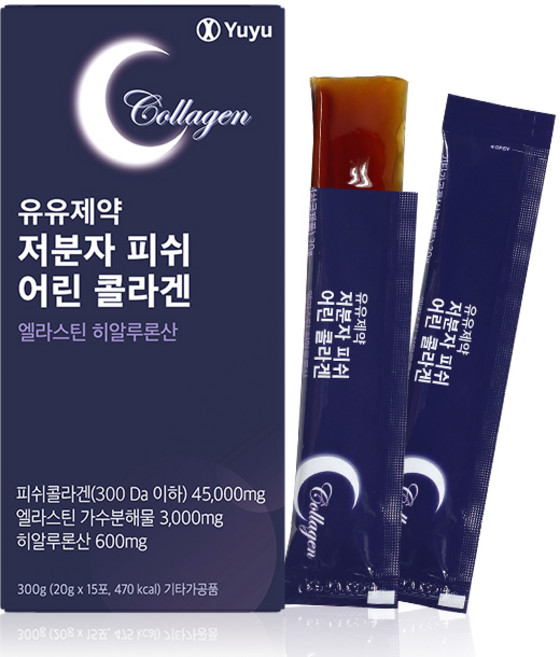 유유제약 저분자 피쉬 어린 콜라겐 엘라스틴 히알루론산 20g x 15포, 300g, 1개