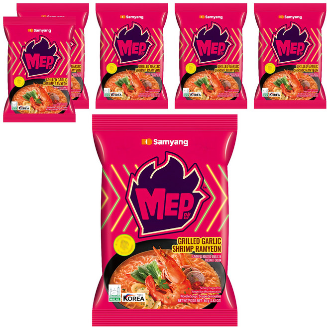 Samyang Foods 三養 大蒜鮮蝦風味湯麵 80g, 6包