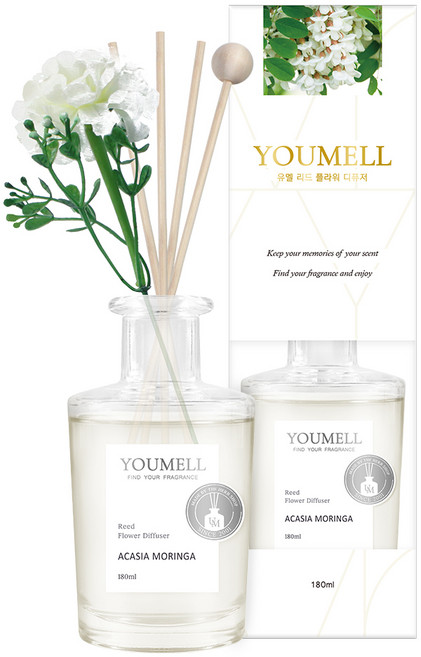 유멜 리드 플라워 디퓨저, 아카시아모링가, 180ml, 1개