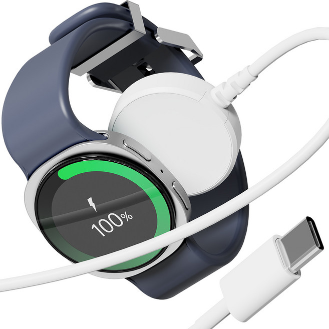 누아트 갤럭시워치 전기종 호환 C타입 무선 충전기 케이블, 화이트, 1개