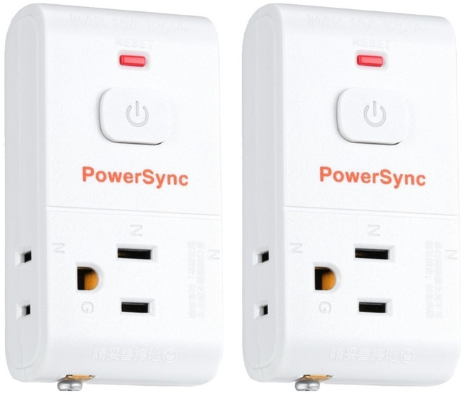 PowerSync 群加 2P + 3P防雷擊三面壁插 TCM12K9, 2個, 9cm, 白色