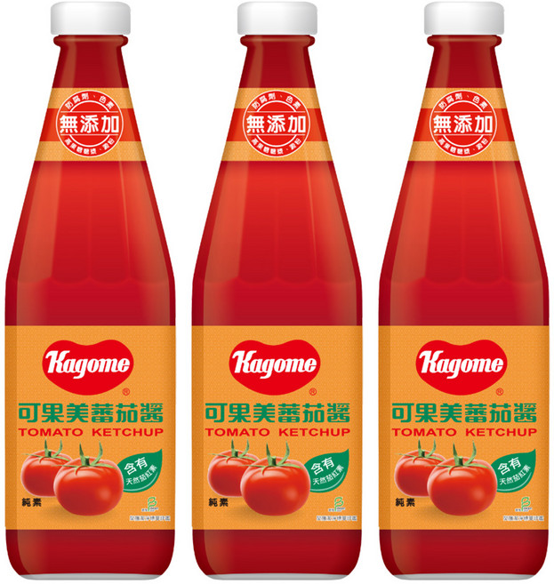 KAGOME 可果美 蕃茄醬 玻璃罐, 700g, 3瓶