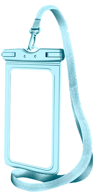 OMG TPU 高清觸屏手機防水袋 掛脖透明手機袋 頸掛式潛水袋 可拍照 7.2吋以內通用, 藍色, 1個