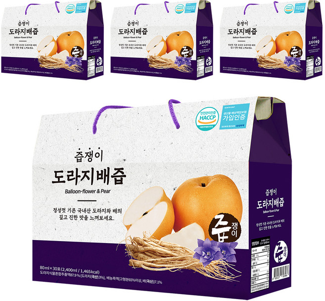 즙쟁이 도라지배즙, 2.4L, 4개