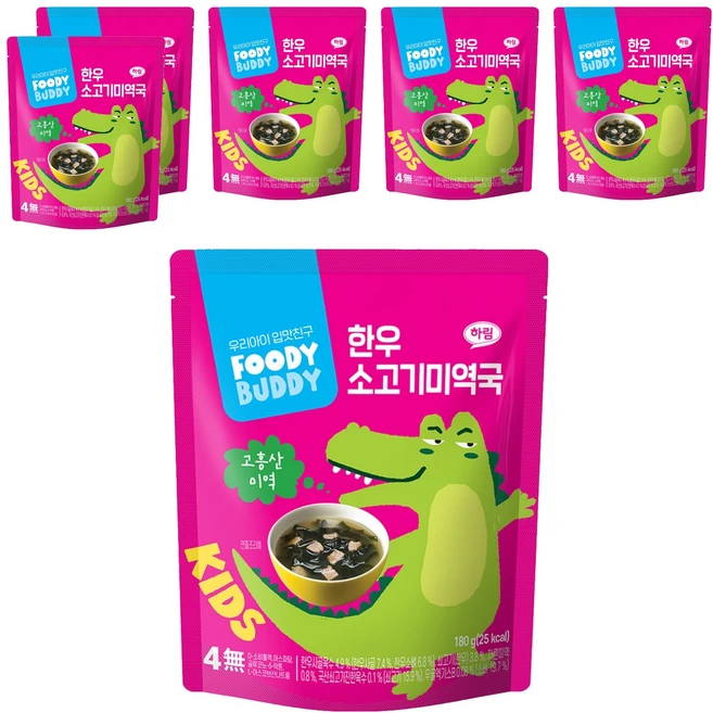푸디버디 유아용 한우 소고기미역국, 180g, 6개 - 쿠팡