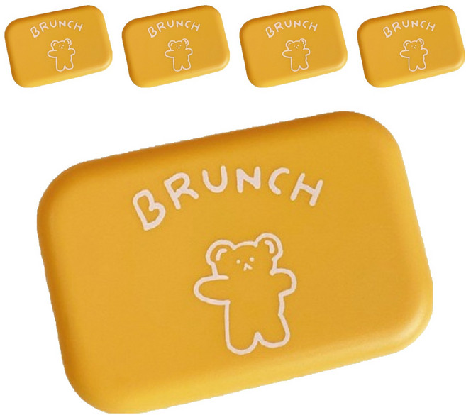 브랜드미 귀여운 곰돌이 렌즈 케이스, 옐로우, 5개