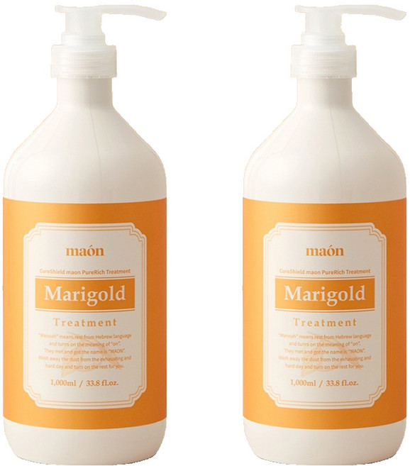 큐어실드 마온 약산성 헤어트리트먼트 매리골드 유자향, 1L, 2개