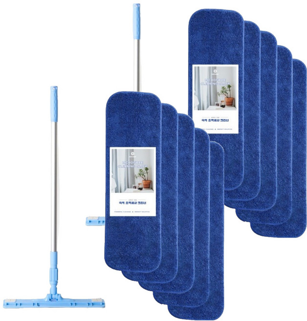 쓱싹 초극세사 밀대 패드 5p + 밀대걸래 봉 세트, 2세트