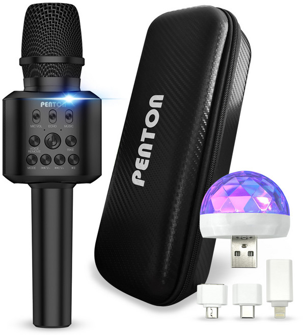 펜톤 TWS 무선 블루투스 노래방 마이크, RIKE, 블랙