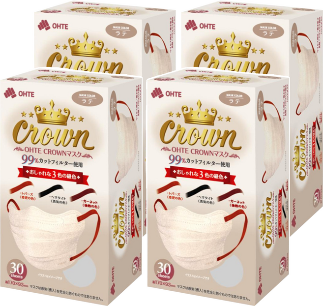 OHTE 新快適 CROWN 成人口罩, 4個, 30片, 香檳色