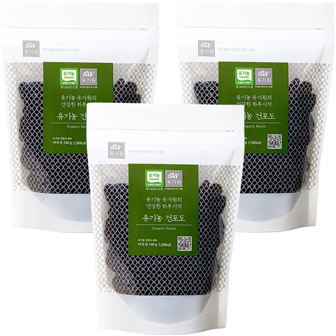 유가원 유기농 건포도, 340g, 3개 - 쿠팡