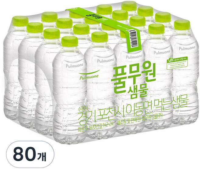 풀무원샘물 무라벨 생수, 500ml, 80개