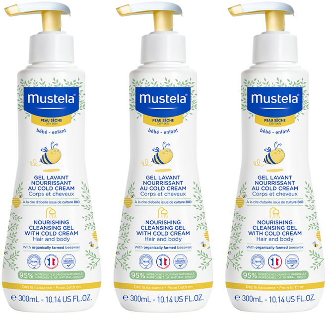 무스텔라 너리싱 클렌징 젤 위드 콜드 크림 탑투토워시, 300ml, 3개