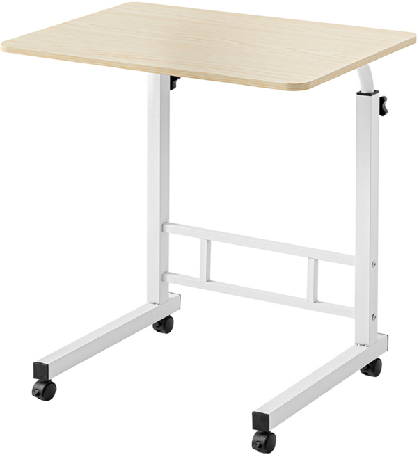 comet 高度可調移動式邊桌, 白色木紋
