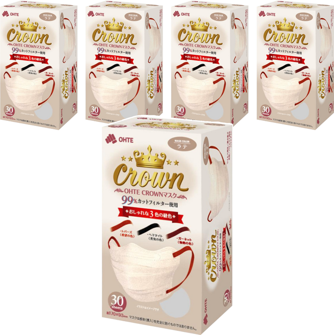 OHTE 新快適 CROWN 成人口罩, 5個, 30片, 香檳色