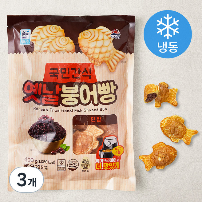 대림선 옛날 붕어빵 단팥 (냉동), 400g, 1개입, 3개