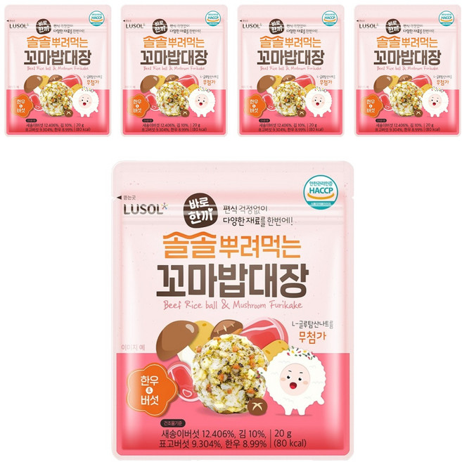 루솔 바로한끼 솔솔뿌려먹는 꼬마밥대장, 한우 앤 버섯맛, 20g, 5개