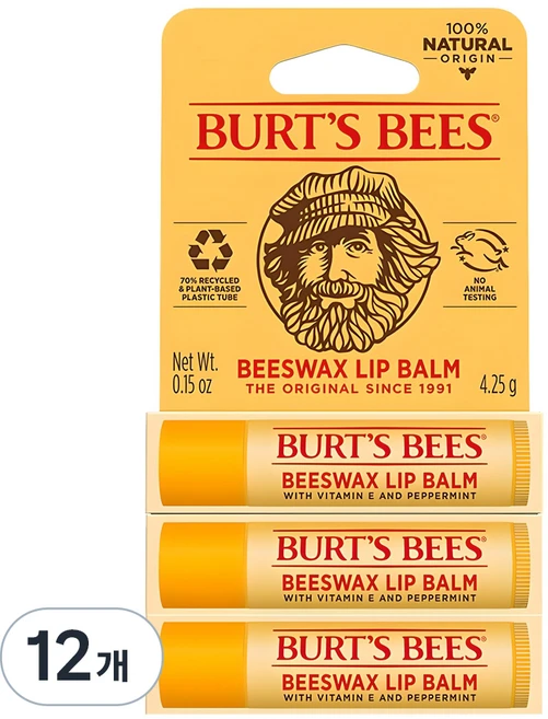 버츠비 모이스춰 라이징 립밤, 단일 색상/비즈왁스(페퍼민트), 4.25g, 12개 - 쿠팡