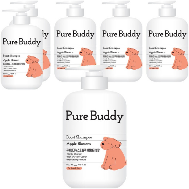 퓨어버디 부스트 애견샴푸 애플블라썸향, 500ml, 1개입, 6개